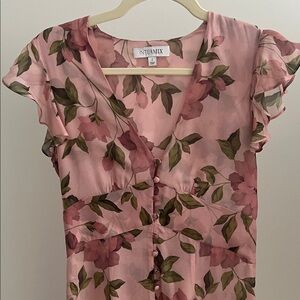 INTERMIX Pink Floral Button-Down Blouse